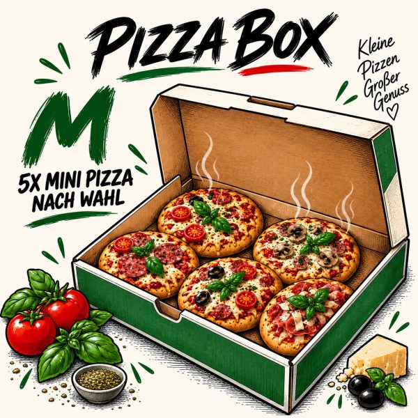 Pizza Box M – 5 Mini Pizzen